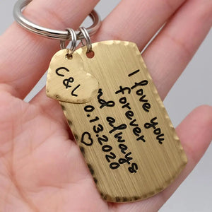 Personalized Name Keychain With Heart Engraved Keyring