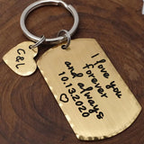 Personalized Name Keychain With Heart Engraved Keyring