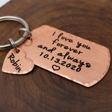 Personalized Name Keychain With Heart Engraved Keyring