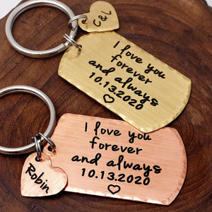 Personalized Name Keychain With Heart Engraved Keyring