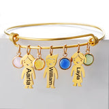 Personalized Family Bangles Stainless Steel Bracelet Engraved Date for Kids