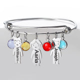 Personalized Family Bangles Stainless Steel Bracelet Engraved Date for Kids