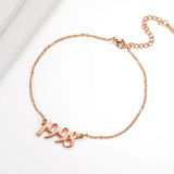 Custom Name Leg Anklet With Year Date Stainless Steel Initial Anklet
