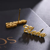 Custom Cursive Letter Stud Earrings Stainless Steel Name Piercing Jewelry