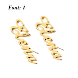 Custom Cursive Letter Stud Earrings Stainless Steel Name Piercing Jewelry