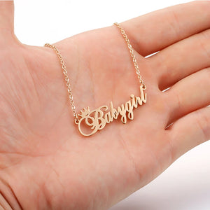 Crown Name Necklace for Baby Girl