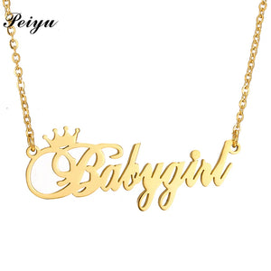 Crown Name Necklace for Baby Girl