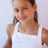 Boho Rainbow Clay Choker Name Necklace Stainless Steel Pendant Gift