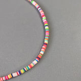 Boho Rainbow Clay Choker Name Necklace Stainless Steel Pendant Gift