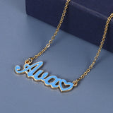 Personalized Name Necklace Heart Necklace Stainless Steel Nameplate Baby Jewelry