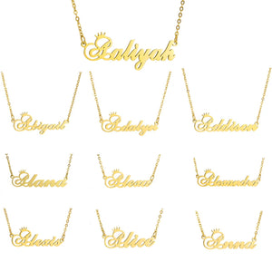 Crown Nameplate Necklace Women Girls Aaliyah Alice Alana Amy