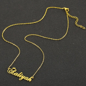 Crown Nameplate Necklace Women Girls Aaliyah Alice Alana Amy