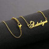 Crown Nameplate Necklace Women Girls Aaliyah Alice Alana Amy