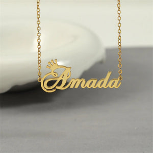 Personalized Crown Name Necklace, Custom Jewelry