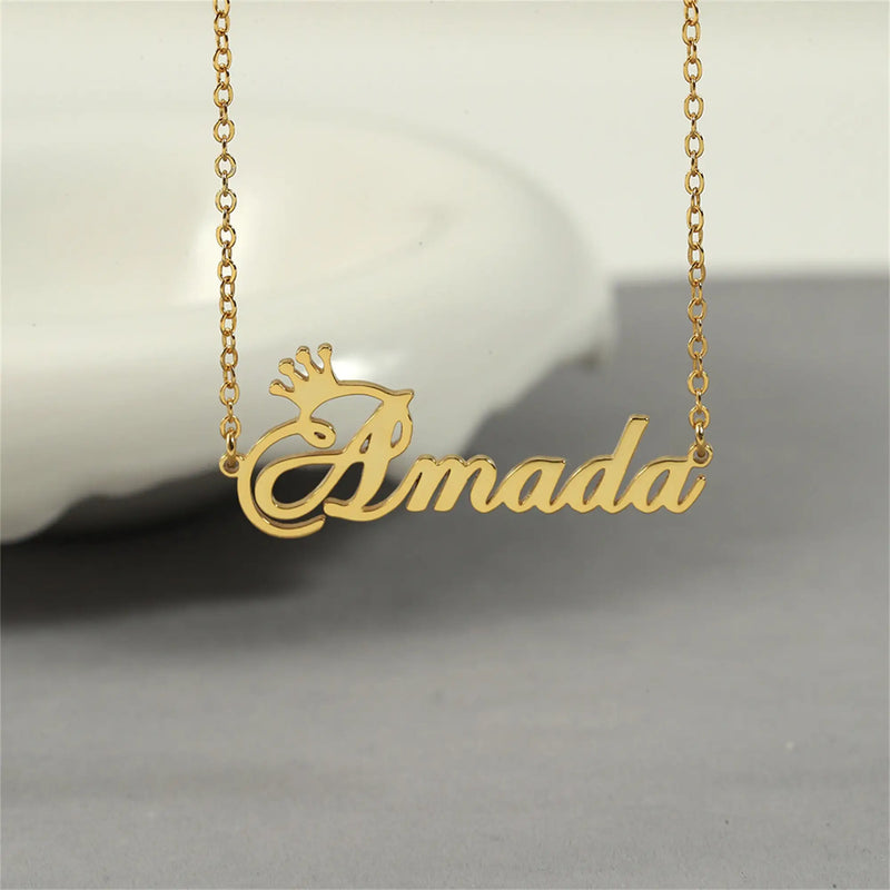 Personalized Crown Name Necklace, Custom Jewelry