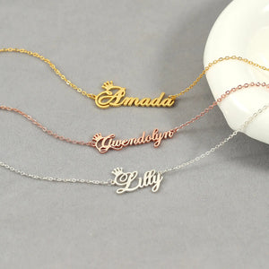 Personalized Crown Name Necklace, Custom Jewelry