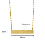 Personalized Name Necklace Bar Date Pendant Stainless Steel Engraving Pendant