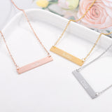 Personalized Name Necklace Bar Date Pendant Stainless Steel Engraving Pendant