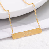 Personalized Name Necklace Bar Date Pendant Stainless Steel Engraving Pendant