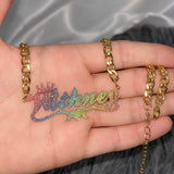 Custom Bling Name Necklace with Cuban Chain for Women
