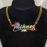 Custom Bling Name Necklace with Cuban Chain for Women