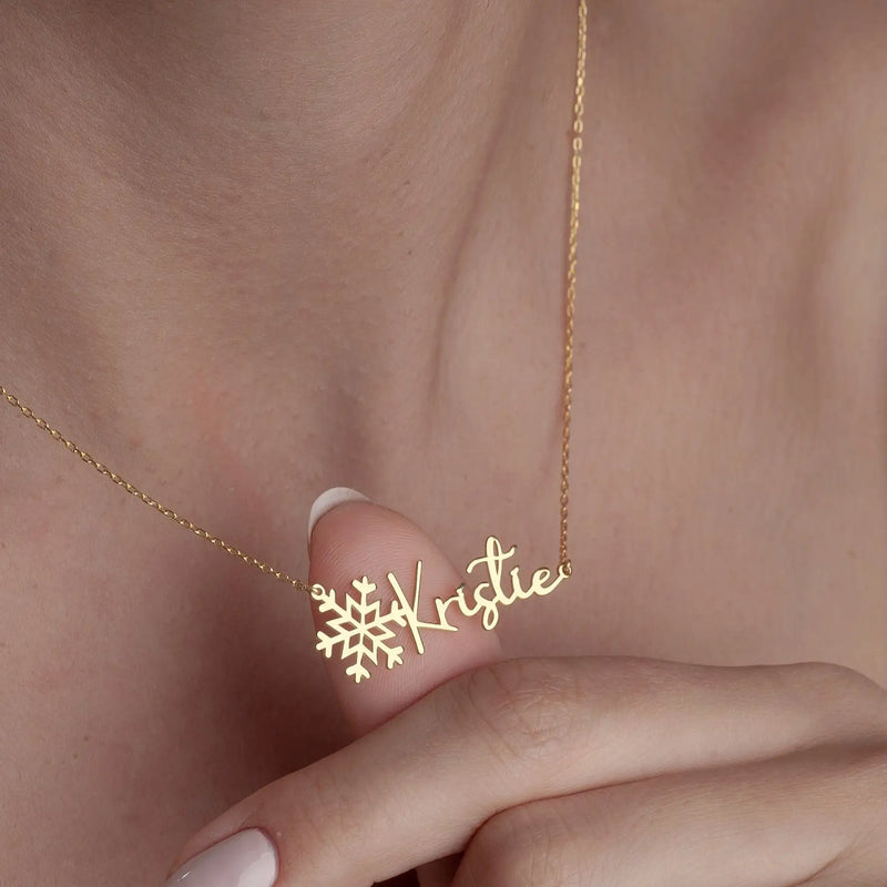 Custom Snowflake Name Necklace, Stainless Steel Gift