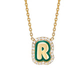 Colorful Zircon Letter Pendant Necklace Chain for Birthday