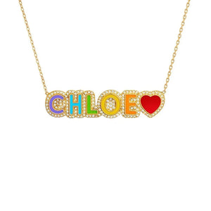 Colorful Zircon Letter Pendant Necklace Chain for Birthday