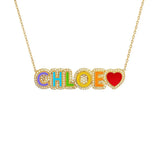 Colorful Zircon Letter Pendant Necklace Chain for Birthday