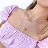 Colorful Zircon Letter Pendant Necklace Chain for Birthday