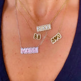 Colorful Zircon Letter Pendant Necklace Chain for Birthday