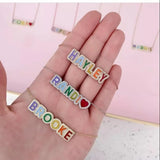 Colorful Zircon Letter Pendant Necklace Chain for Birthday