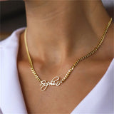 Custom Name Necklace Pendant with Cuban Chain for Women Men