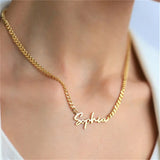 Custom Name Necklace Pendant with Cuban Chain for Women Men