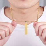 Custom Name Necklace Date Pendant Stainless Steel Bar Engraving Gift