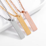 Custom Name Necklace Date Pendant Stainless Steel Bar Engraving Gift