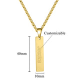 Custom Name Necklace Date Pendant Stainless Steel Bar Engraving Gift
