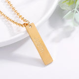 Custom Name Necklace Date Pendant Stainless Steel Bar Engraving Gift