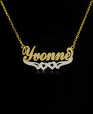 Personalized Name Necklace Double Heart Stainless Steel Women Jewelry
