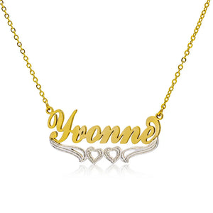 Personalized Name Necklace Double Heart Stainless Steel Women Jewelry