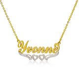 Personalized Name Necklace Double Heart Stainless Steel Women Jewelry