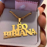 Stainless Steel Name Necklace Big Nameplate Pendant Gift