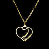 Personalized Name Necklace Stainless Steel Choker Double Heart Necklaces