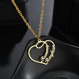 Personalized Name Necklace Stainless Steel Choker Double Heart Necklaces
