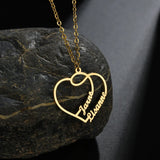 Personalized Name Necklace Stainless Steel Choker Double Heart Necklaces