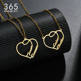 Personalized Name Necklace Stainless Steel Choker Double Heart Necklaces