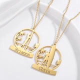 Personalized Name Necklace Stainless Steel Pendant With Summer Beach Surfing