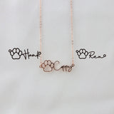 Personalized Name Necklace Dog Paw Necklace Initial Bone Pet Charm Jewelry