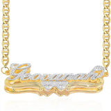 Personalized 3D Name Necklace Double Heart Two-Tone Stainless Steel