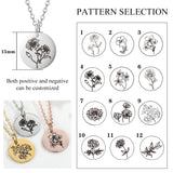 Flowers Pattern Name Necklace Stainless Steel Personalized Gift